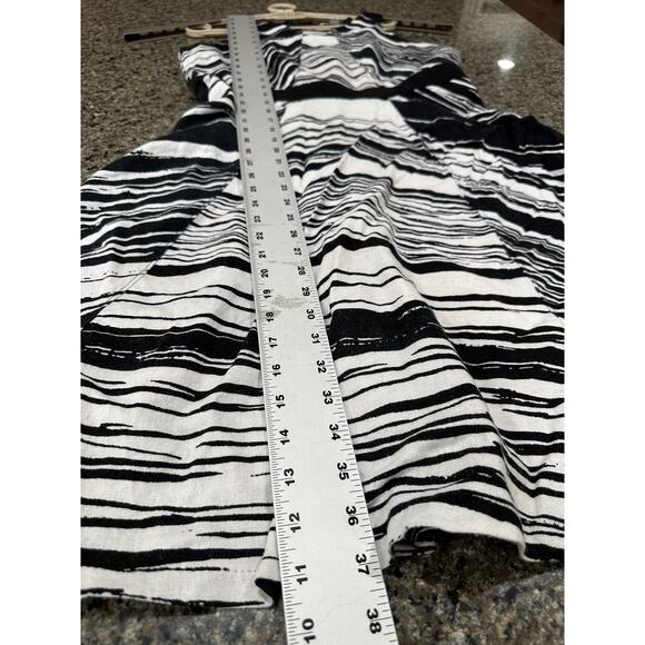 New York Company Dress Size 10 Black White Striped Chic Linen Cotton BLEMISH - Picture 5 of 7